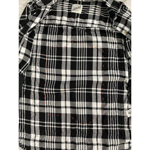 Upcycled Flannel Shirt Womens XL Rolling Stone Grunge Shacket Rock Concert Art - Picture 15 of 16